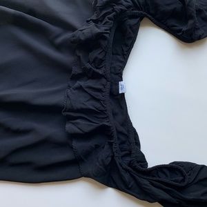 Black Flutter Sleeve Blouse